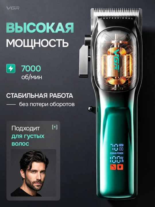 Профессиональная машинка для стрижки волос и бороды VGR, триммер