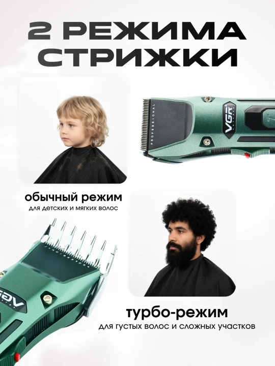 Профессиональная машинка для стрижки волос и бороды VGR, триммер