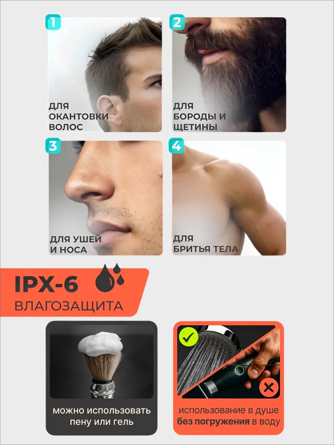 Профессиональная машинка для стрижки волос и бороды VGR, триммер