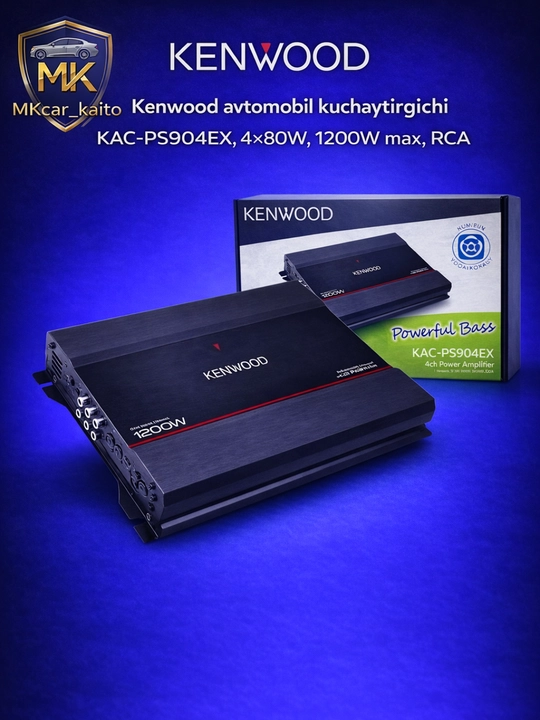 Kenwood avtomobil kuchaytirgichi KAC-PS904EX 4×80W, 1200W max,  kuchli audio kuchaytirgich - 