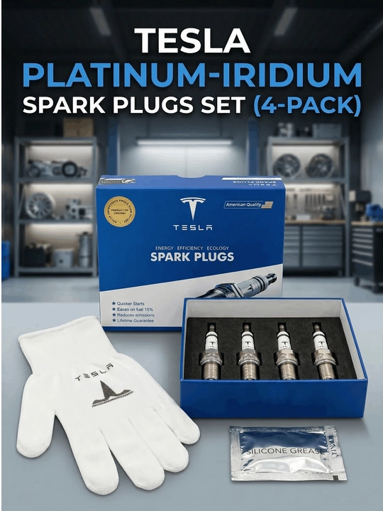 Свечи зажигания Tesla Spark Plugs, набор 4 шт + перчатки и силиконовая смазка в подарок - 