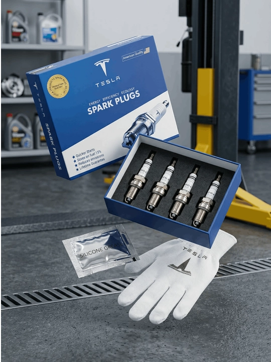 Свечи зажигания Tesla Spark Plugs, набор 4 шт + перчатки и силиконовая смазка в подарок