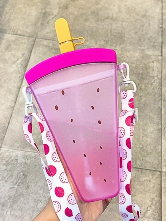 Plastik suv idishi, tasma bilan, 320 ml, fuksiya rang – zamonaviy va qulay aksessuar