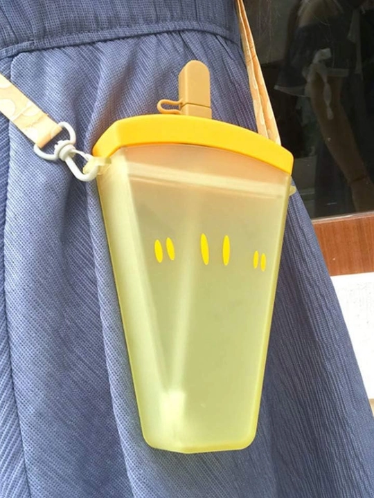 Plastik suv idishi, tasma bilan, 320 ml, fuksiya rang – zamonaviy va qulay aksessuar