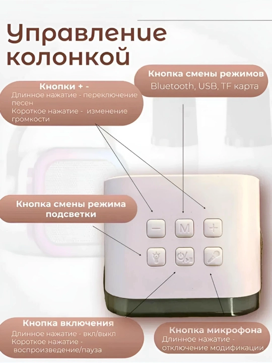 Karaoke uchun 2 ta mikrofonli portativ Bluetooth kolonka
