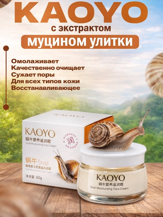 KAOYO yuz kremi, salyangoz ekstrakti bilan, tiklovchi va namlantiruvchi yuz krem 60g - 