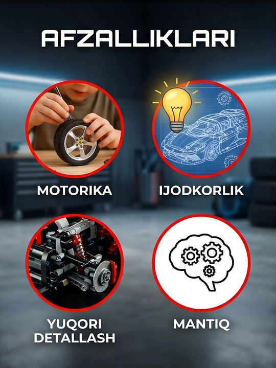 Lego konstruktor mashina bolalar uchun o'yinchoq mashina lego siti texnik to'plami