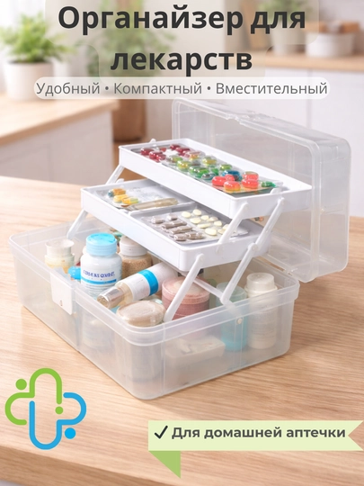 Органайзер для лекарств, контейнер, домашняя и дорожная аптечка, с несколькими отделениями