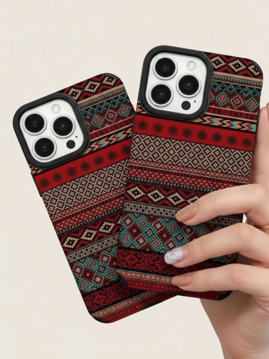 Чехол с национальным орнаментом и текстурой ковра для iPhone 14,15,16,17 Plus, Pro и Max - 