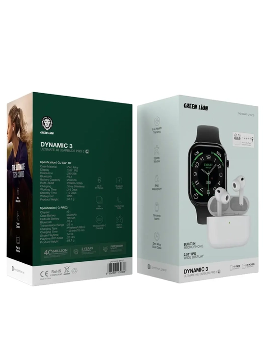 Green Lion Dynamic 3 smart soat va simsiz quloqchinlar to'plami | AMOLED displey | ANC