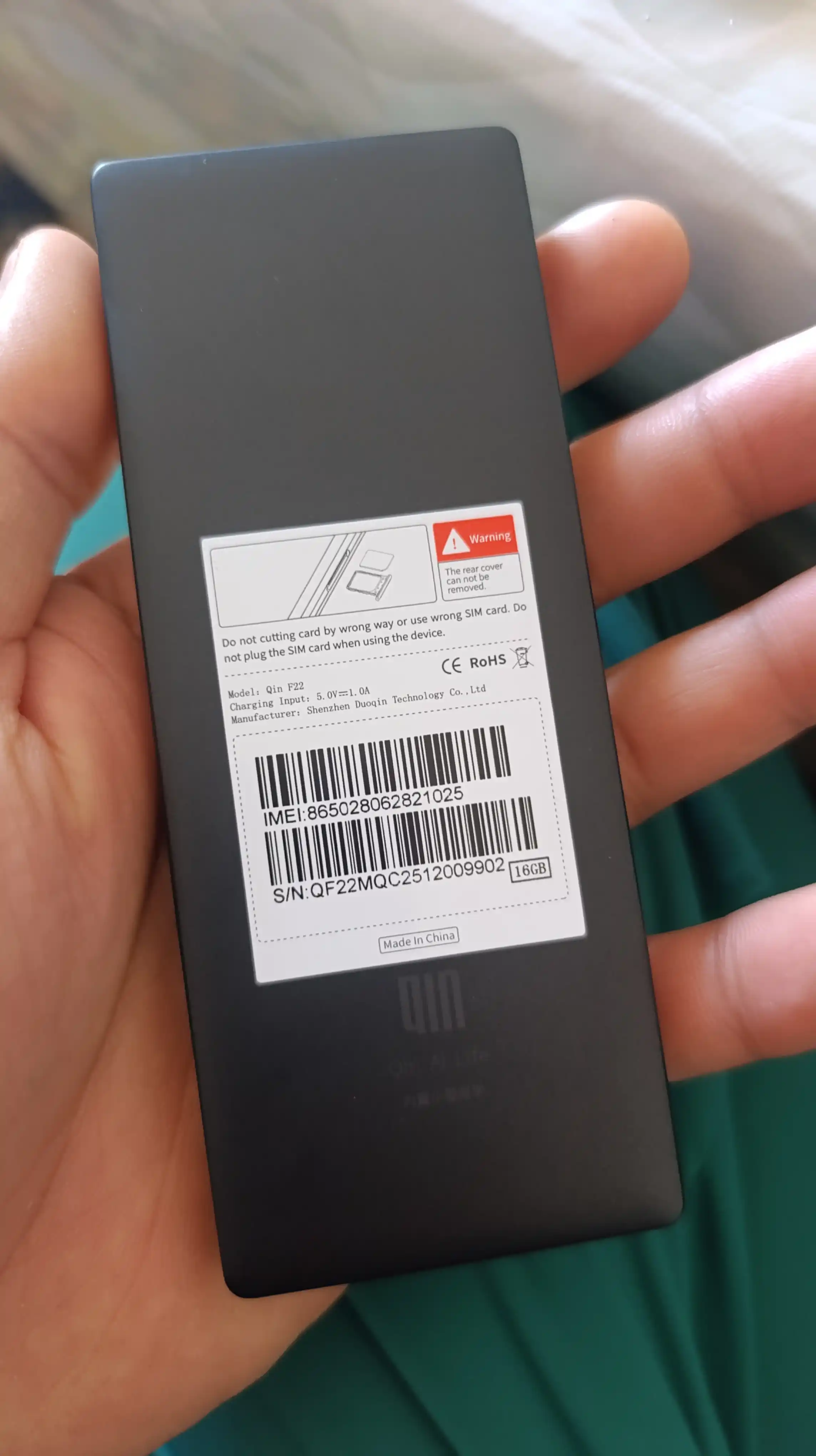Телефон без камеры, с сенсорным экраном Qin F22, Android 11, Wi-Fi, 4G, 1 SIM, 3/32 ГБ