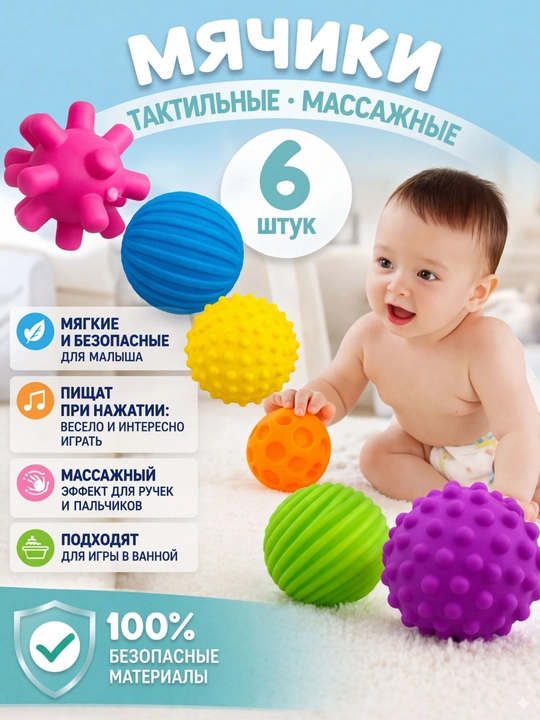 Taktil sensorli to'plar, massaj effekti bilan, bolalar uchun o'yinchoqlar - 