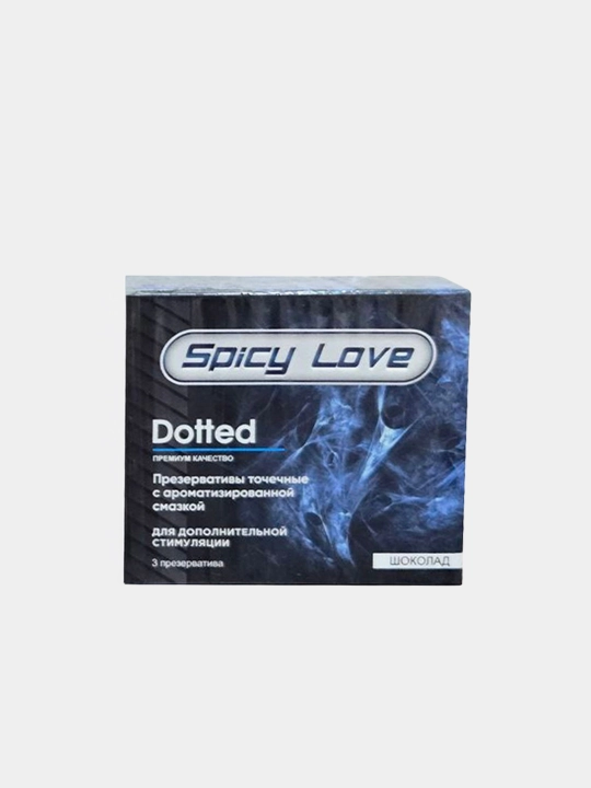 Презервативы Spicy Love Dotted, 1 упаковка — 3 штуки (синий цвет, со вкусом шоколада)