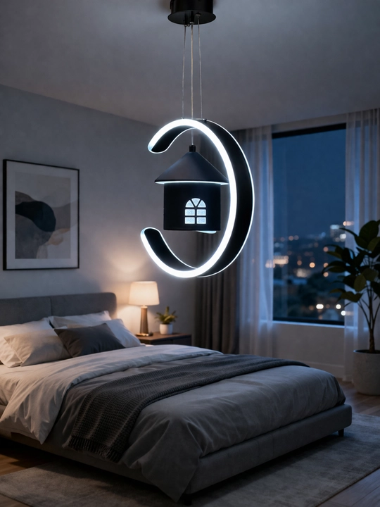 Детская LED люстра домик 3 режима, до 15 м², дизайнерская подвесная люстра