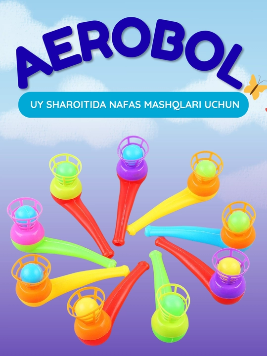 3-7 yoshli bolalar nutqini rivojlantirish uchun nafas olish trenajyori, logopedik o‘yinchoq, Aerobol, 2 dona