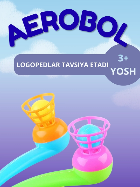 3-7 yoshli bolalar nutqini rivojlantirish uchun nafas olish trenajyori, logopedik o‘yinchoq, Aerobol, 2 dona