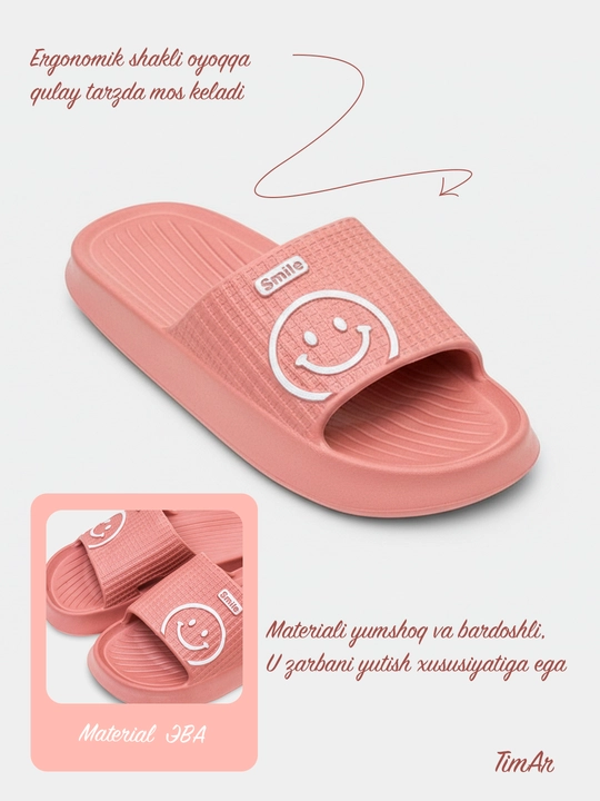 Ayollar uchun kundalik EVA SMILE shippaklari uy, basseyn va ko‘cha uchun TimAr shippaklari