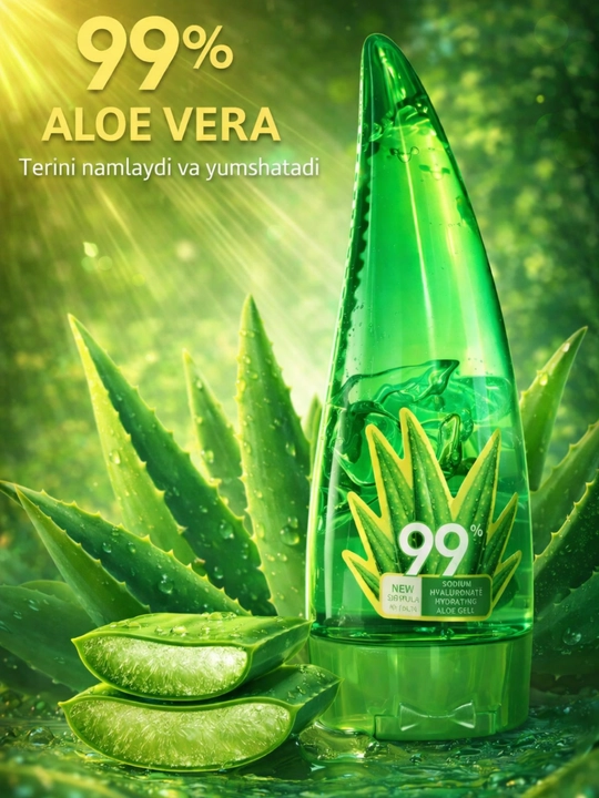 Aloe Vera geli, yuz va tana terisi uchun yumshatuvchi va namlovchi, oziqlantiruvchi 120 ml - 