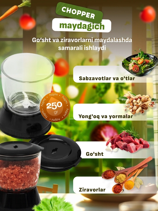 4 ta 1 da sharbat chiqargich, Blender, Kofe maydalagich, Sokovijimalka, mikser, blender