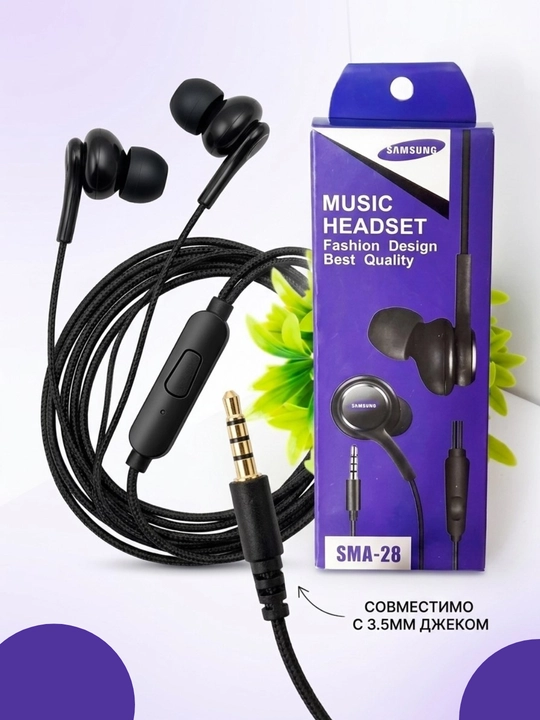 Mikrofonli simli vakuumli Samsung SMA-28 quloqchinlari, ulagich 3.5 mm - 