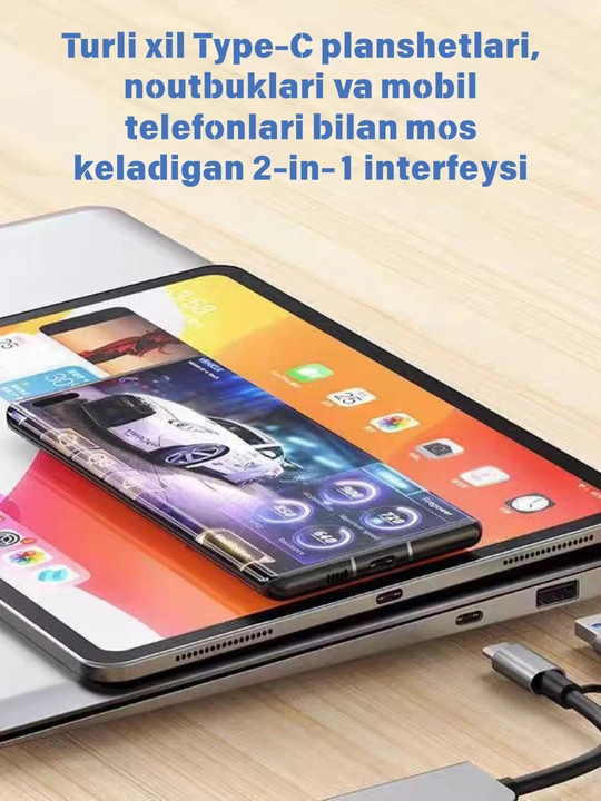Type-C хаб 8 в 1, адаптер, переходник для Macbook, HDMI, USB, Type-C, MicroSD