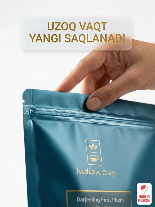 Indian Cup Qora choy Darjeeling birinchi terim 60 g zip-paket