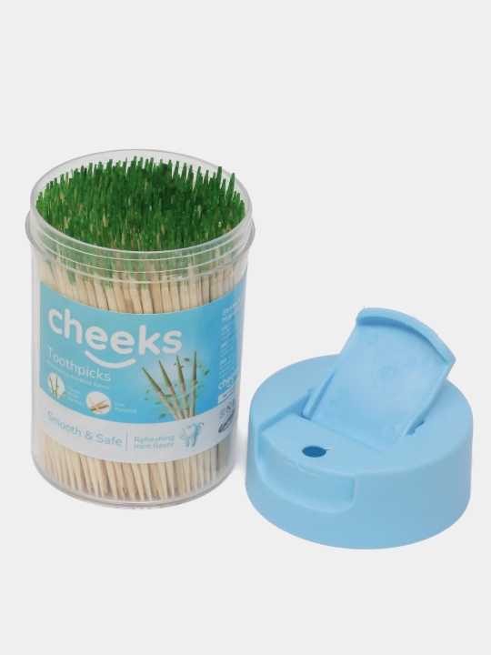 Cheeks bambuk tish cho'plari, zubochistka, og'iz gigiyenasi uchun,plastik idishda,400 dona