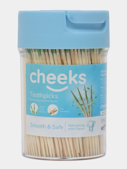 Cheeks bambuk tish cho'plari, zubochistka, og'iz gigiyenasi uchun,plastik idishda,400 dona