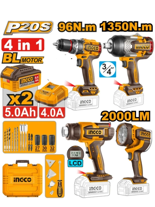 Набор аккумуляторных инструментов INGCO COSLI250608 - 