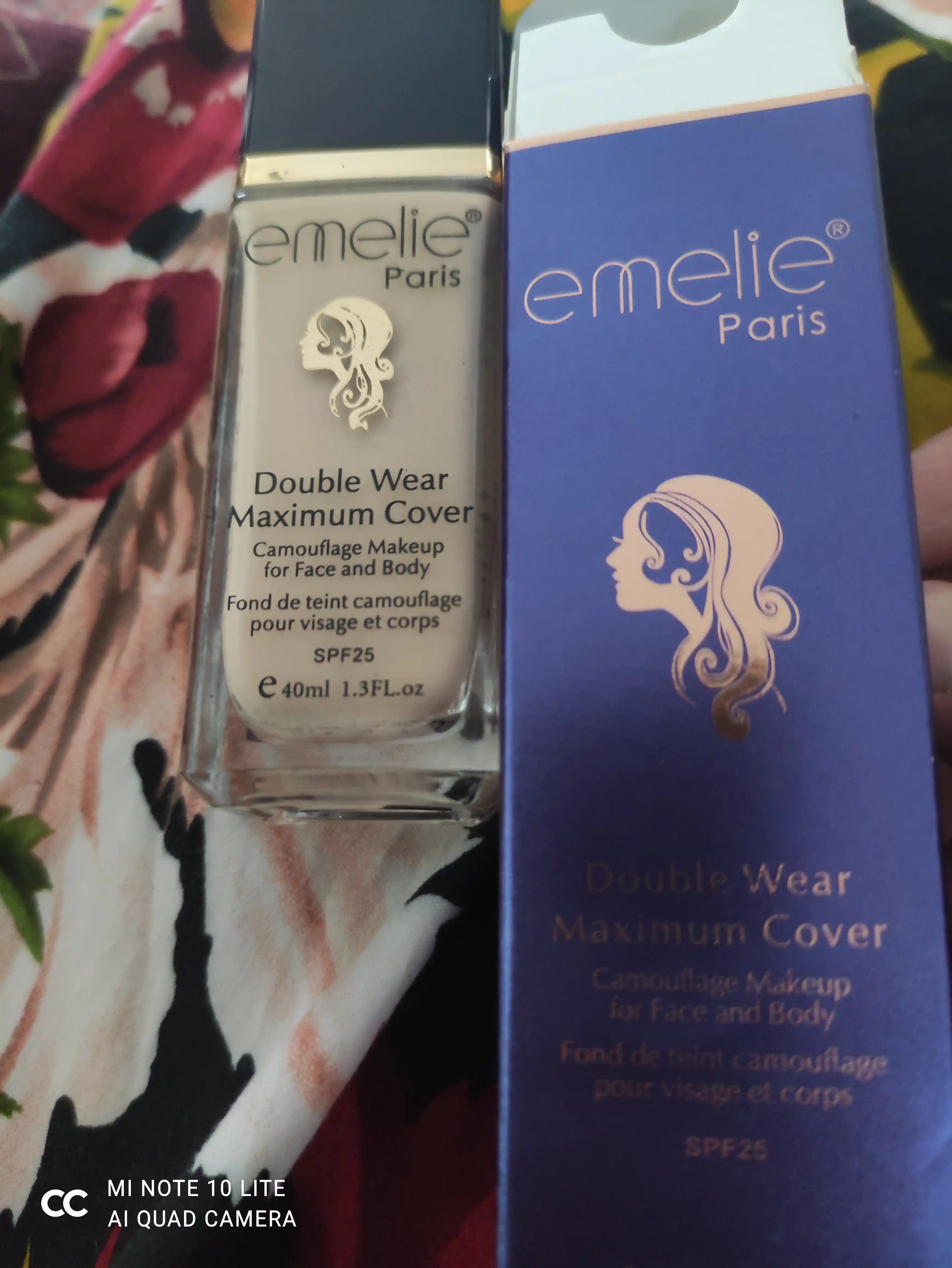 Tonal krem Emelie Paris Double Wear Max Cover, suv o'tkazmaydigan, SPF25, 40 ml