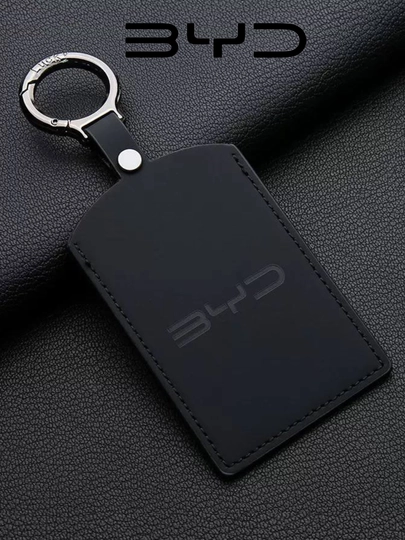 Чехол для карты-ключа BYD, кожаный брелок — 77CASES-BYDIDCARDCASE-ЧЕРН