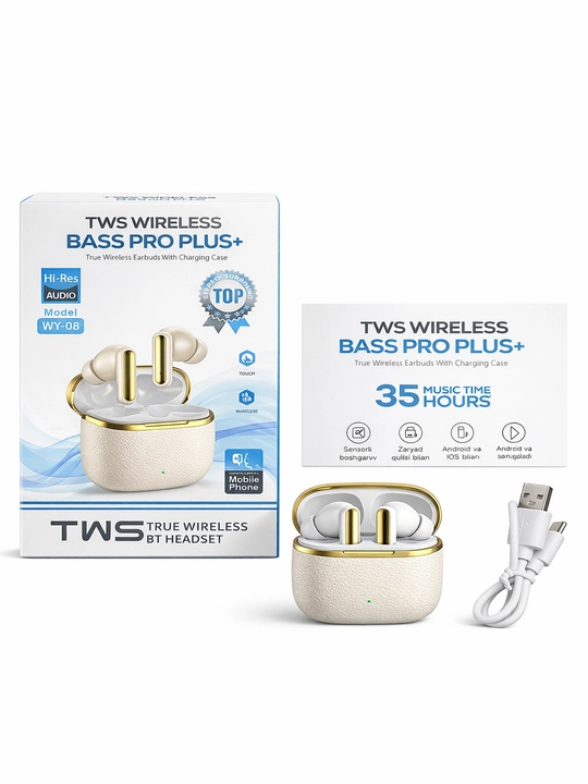 TWS simsiz quloqchin WY-08, Bluetooth, zaryad qutisi bilan, Android va iOS uchun