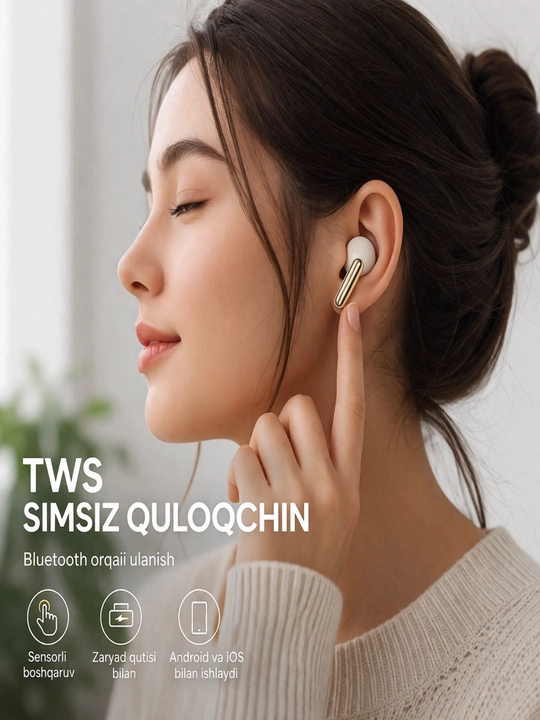TWS simsiz quloqchin WY-08, Bluetooth, zaryad qutisi bilan, Android va iOS uchun