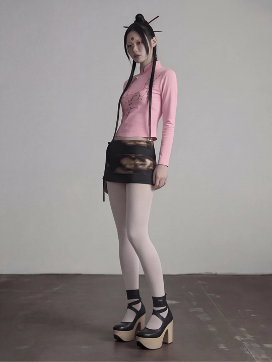 MIYO, Ayollar uchun slim fit longslivlar – gotik osiyo uslubi Y2K