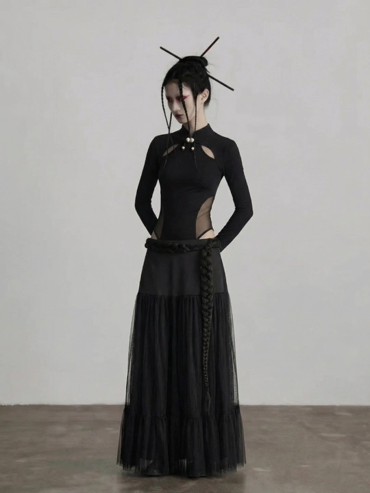 MIYO, Ayollar uchun slim fit longslivlar – gotik osiyo uslubi Y2K