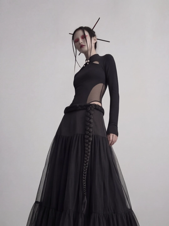 MIYO, Ayollar uchun slim fit longslivlar – gotik osiyo uslubi Y2K