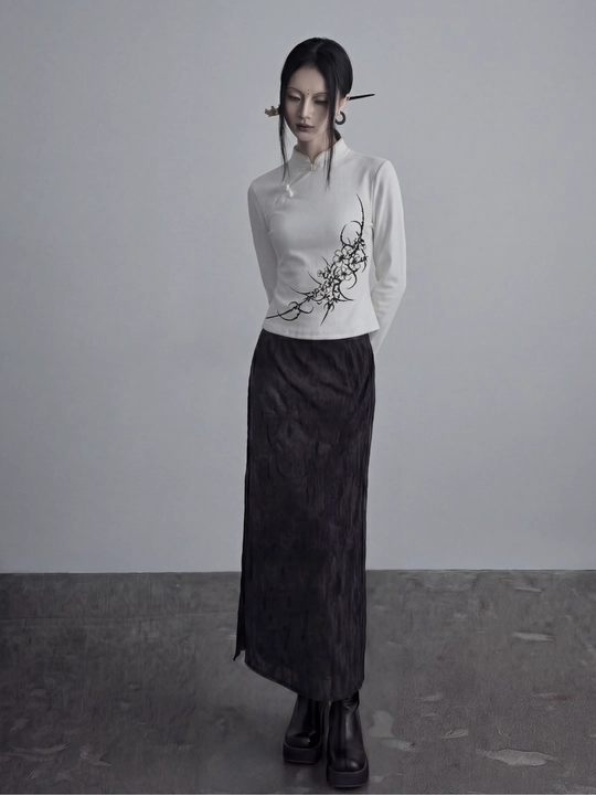 MIYO, Ayollar uchun slim fit longslivlar – gotik osiyo uslubi Y2K