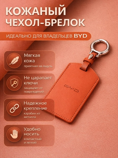 Чехол для карты-ключа BYD, кожаный брелок — 77CASES-BYDIDCARDCASE2-АЛЫЙ