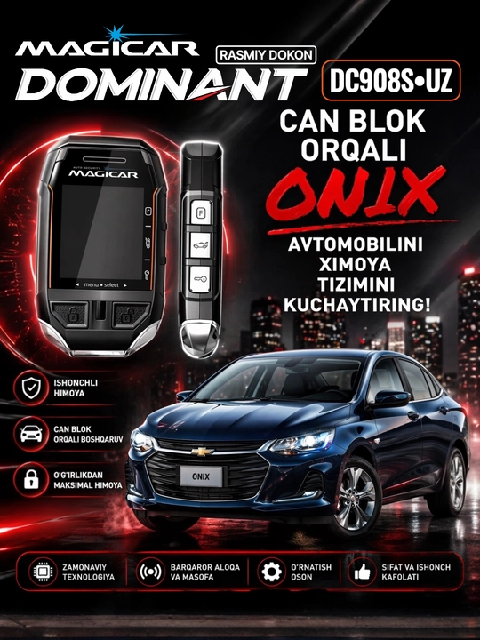 Avtomobil signalizatsiyasi Dominator Magicar DC 908 UZ CAN, masofadan boshqarish pult