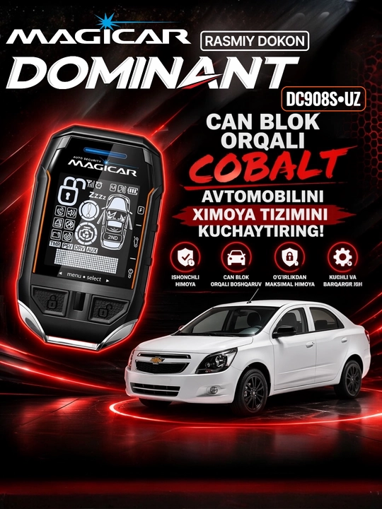Avtomobil signalizatsiyasi Dominator Magicar DC 908 UZ CAN, masofadan boshqarish pult - 