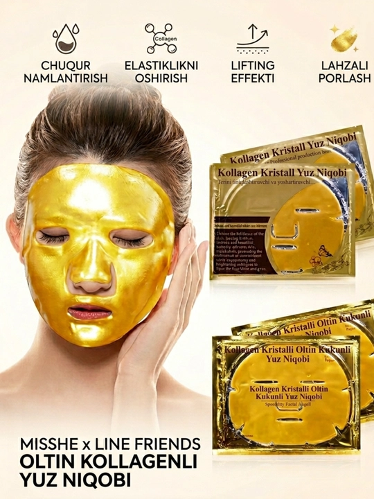 Oltinkolagenli gidrogel  niqobi Gold BioColagen Facial Mask yoshartiruvchi namlantiruvchi - 