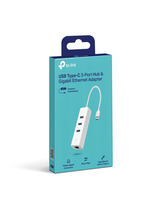 UE330C  USB Type-C orqali ulanadigan 3 portli USB konsentrator va Gigabit Ethernet adapter