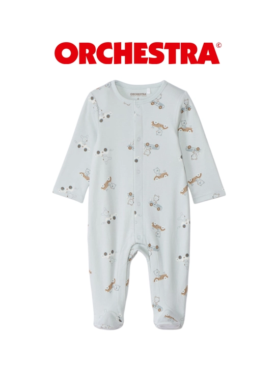 Orchestra bolalar kombinezoni (slip), paxta, printli, ko‘k - 