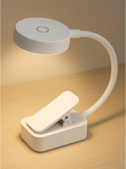 Мини LED лампа для чтения с клипсой – мягкий свет, гибкая 360° — AKOSH-LAMP2-БЕЛЫЙ-RECHARE