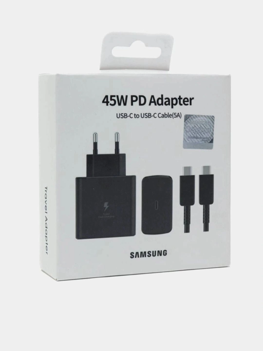 Tez zaryadlovchi 45W quvvatli qurilma Type-C to Type-C kabel bilan