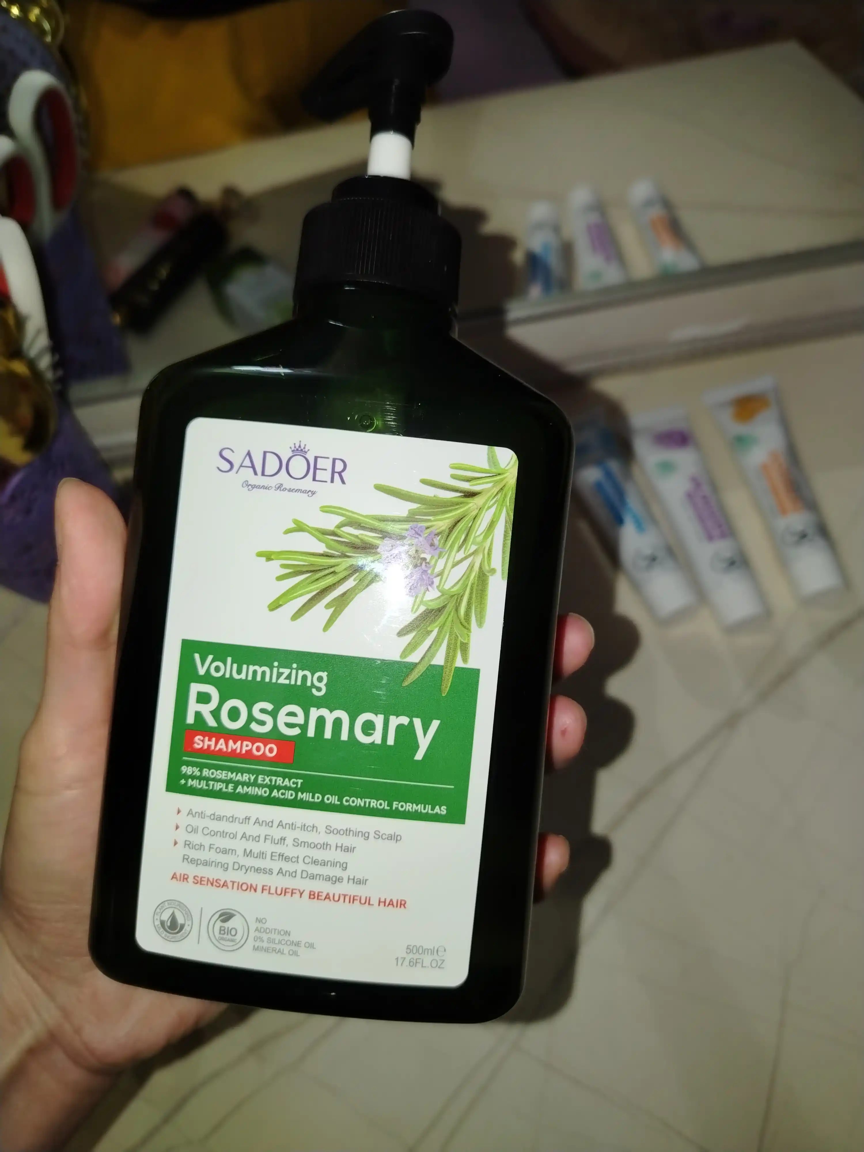 Soch o'stiradigan va mustahkamlaydigan rozmarinli shampun, 500 ml
