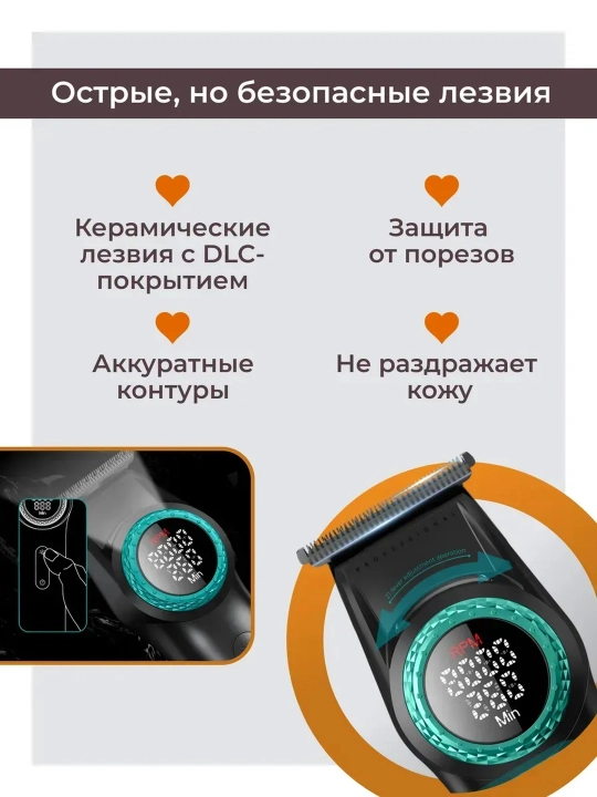 Профессиональная машинка для стрижки волос и бороды VGR, триммер