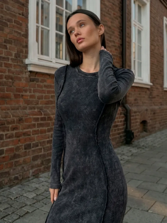 Платье женское длинное, варенка, круглый вырез, ГРЕТА
