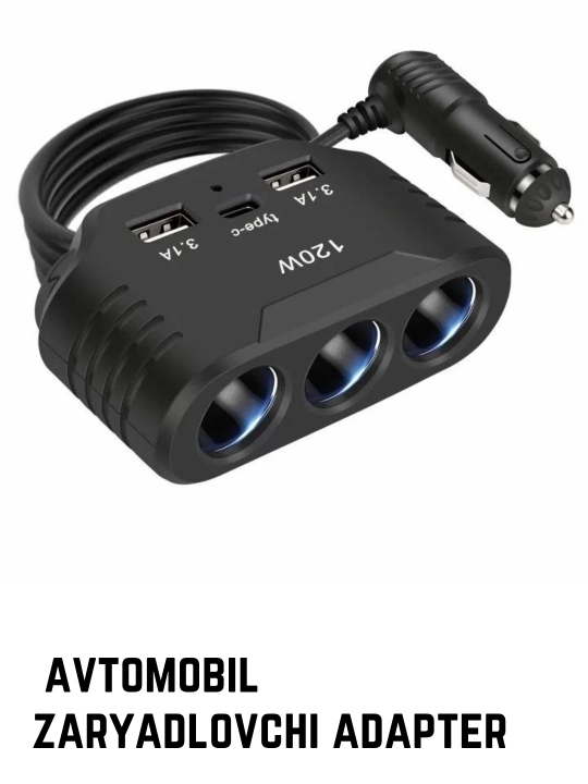 Автомобильный зарядный адаптер, USB-адаптер, 4 гнезда прикуривателя, 120 Вт, Type-C, USB