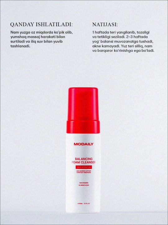 Пенка для умывания Modaily Balancing Foam Cleanser 150 мл, ниацинамид